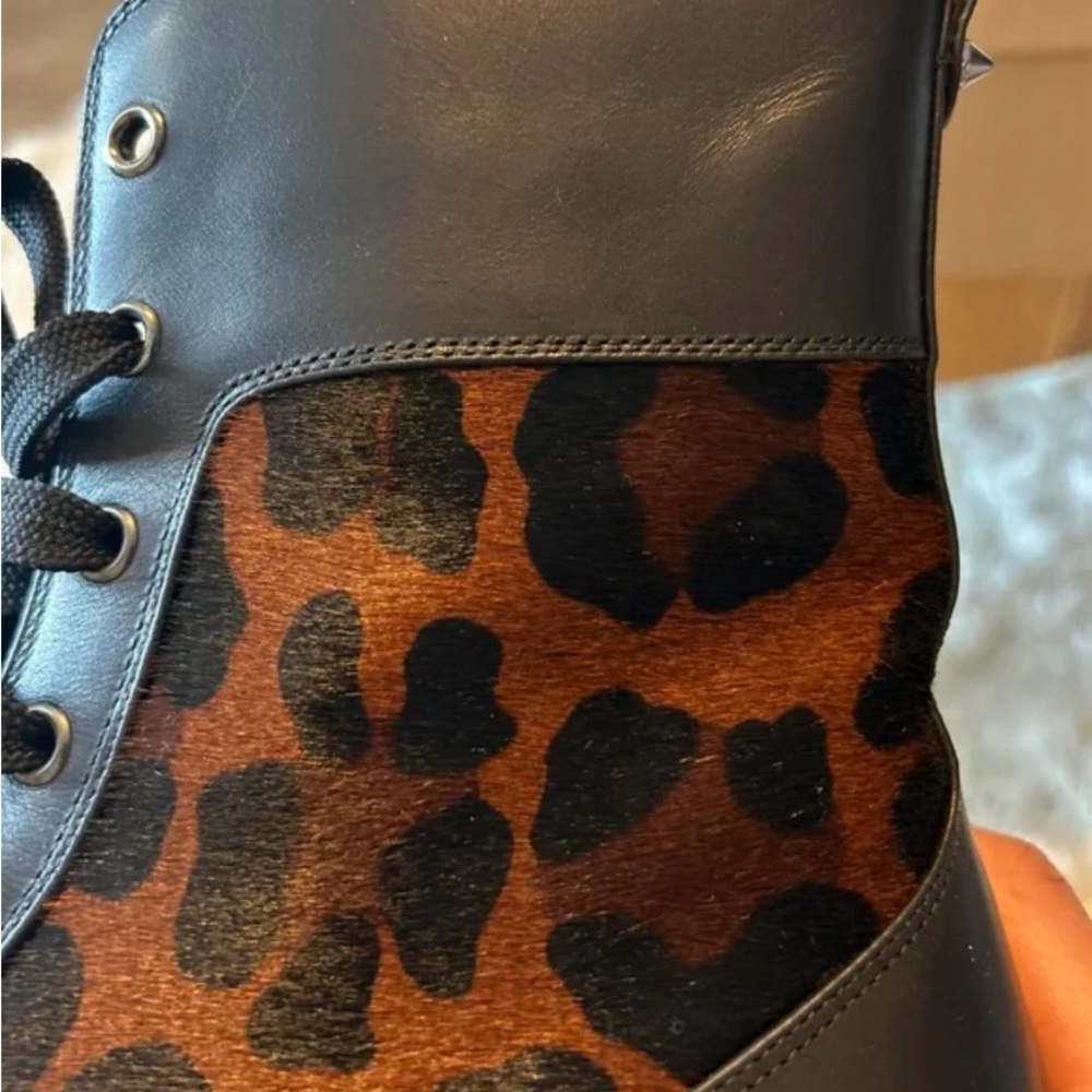 Christian Louboutin Black and Brown Spiked Boots - Picture 4 of 11